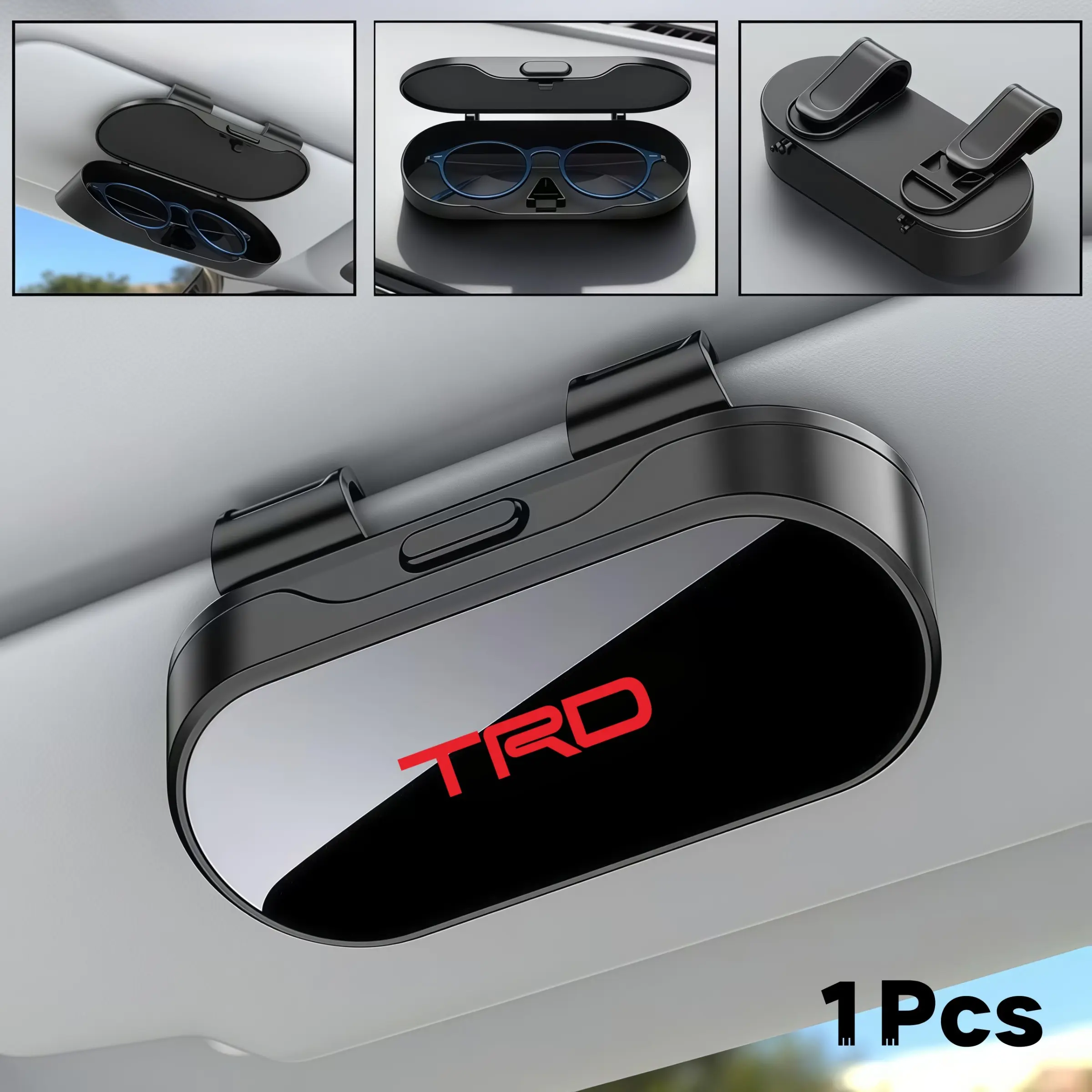 Car Mirror Sunglasses Storage Box, Sunshade Hanging Sunglass Holder, Sunglasses Holder For Car, Compatible with Toyota Trd Models, Universal Car Accessory, Car Organizers And Storage