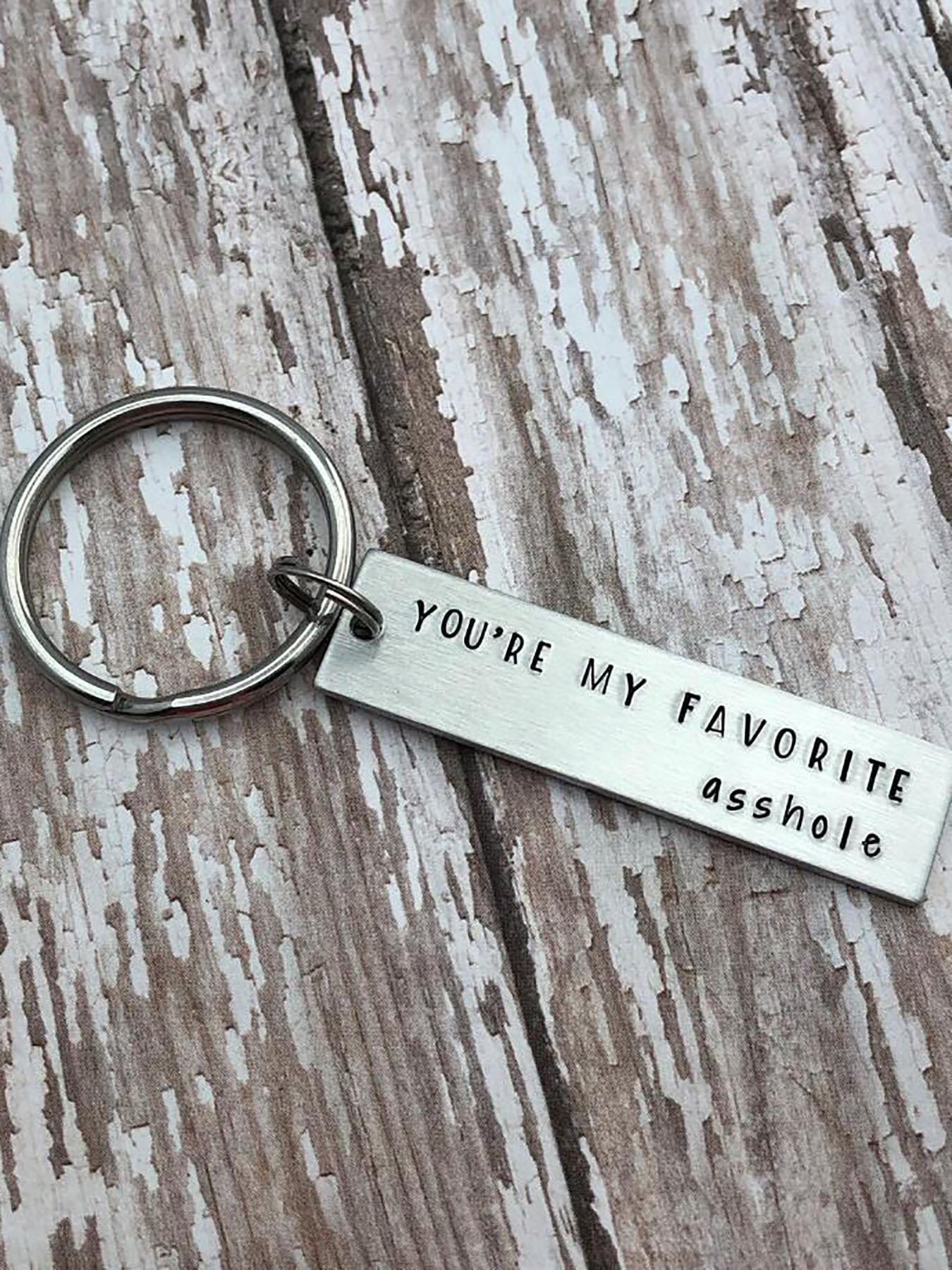 You Are My Favorite Asshole Letter Pattern Slogan Keychain, Stainless Steel Keychain for Men & Women, Trendy All-match & Exquisite Keychain for Birthday Gift