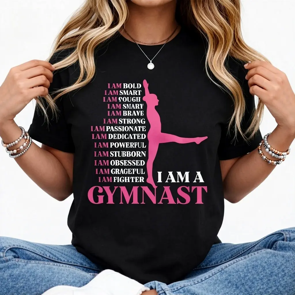 100% cotton top I'm a gymnast gymnastics girls women men retro sports t-shirt