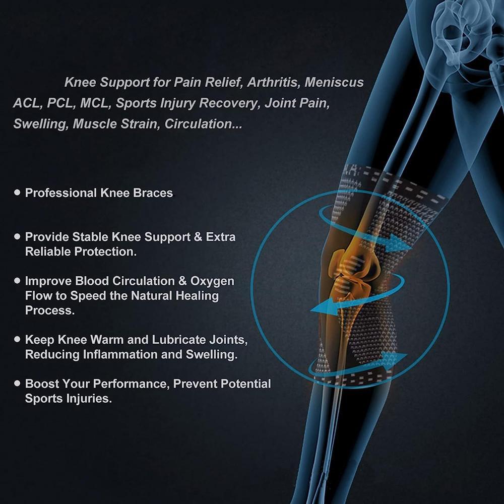 Professional Knee Brace for Pain Relief, 1 Count Knee Cover with Patella Pad & Side Stabilizers, Compression Knee Sleeve for Meniscus Tear, Runner, Workout, Sports Knee Brace, Patellar Knee Brace