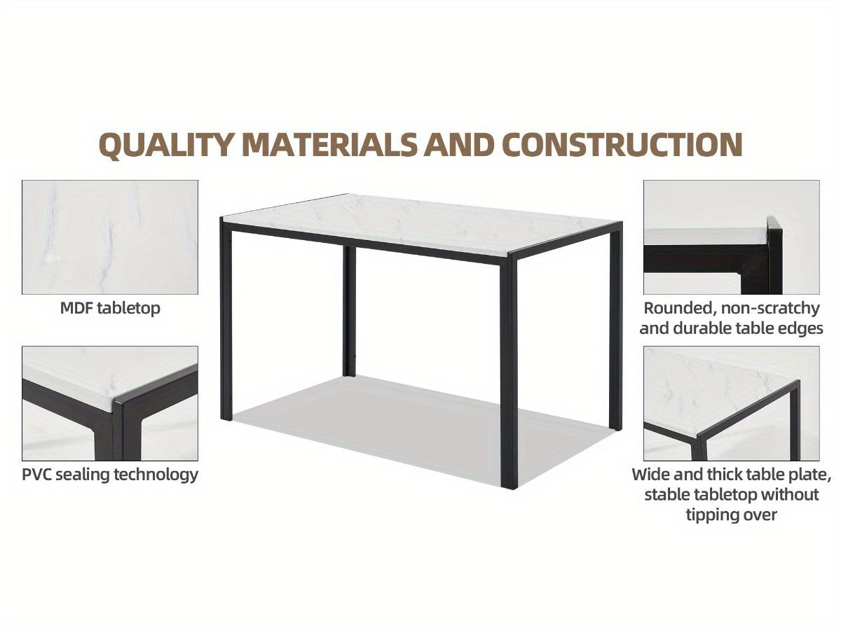 Marble Dining Table Set for 4 with Faux Marble Top and PU Leather Upholstered Benches, 3 Piece Dining Set for Small Spaces, Kitchen Table with Bench, Space-Saving Design Marble Dining Table Set for 4 with Faux Marble Top and PU Leather Upholstered Benches, 3 Piece Dining Set for Small Spaces, Kitchen Table with Bench, Space-Saving Design
