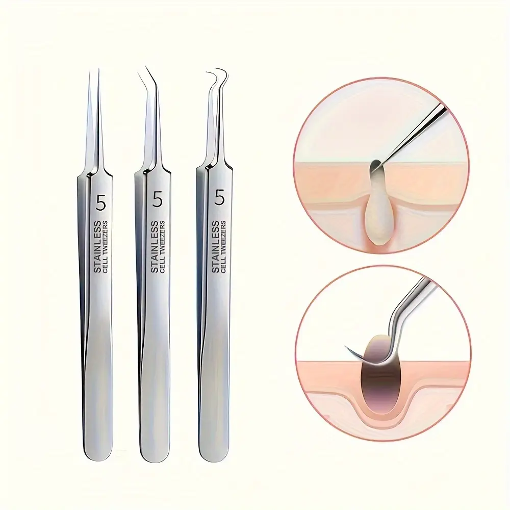Professional Stainless Pimple - Ultra-Fine Blackhead Remover Tweezers with Needle for Comedone Extraction, Pore Cleansing & Spot (for & Salon Use) - Suitable for Normal Skin Care Pore Tweezer Tools