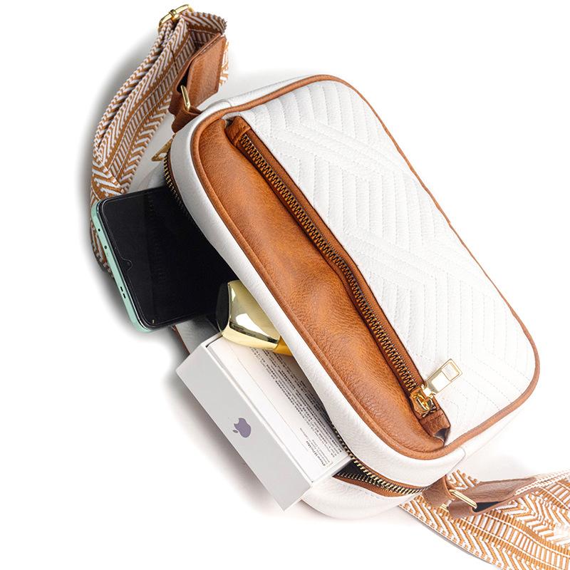 ZELORES  1Pc New Crossbody Bag Trend Joker Women's Shoulder Bag Small Square Bag Jacquard Shoulder Strap Sports Outdoor Traveling Bag Suitable For Daily Sports Travel At Work Christmas Thanksgiving Halloween. Leather Satchel Double Zipper Purse