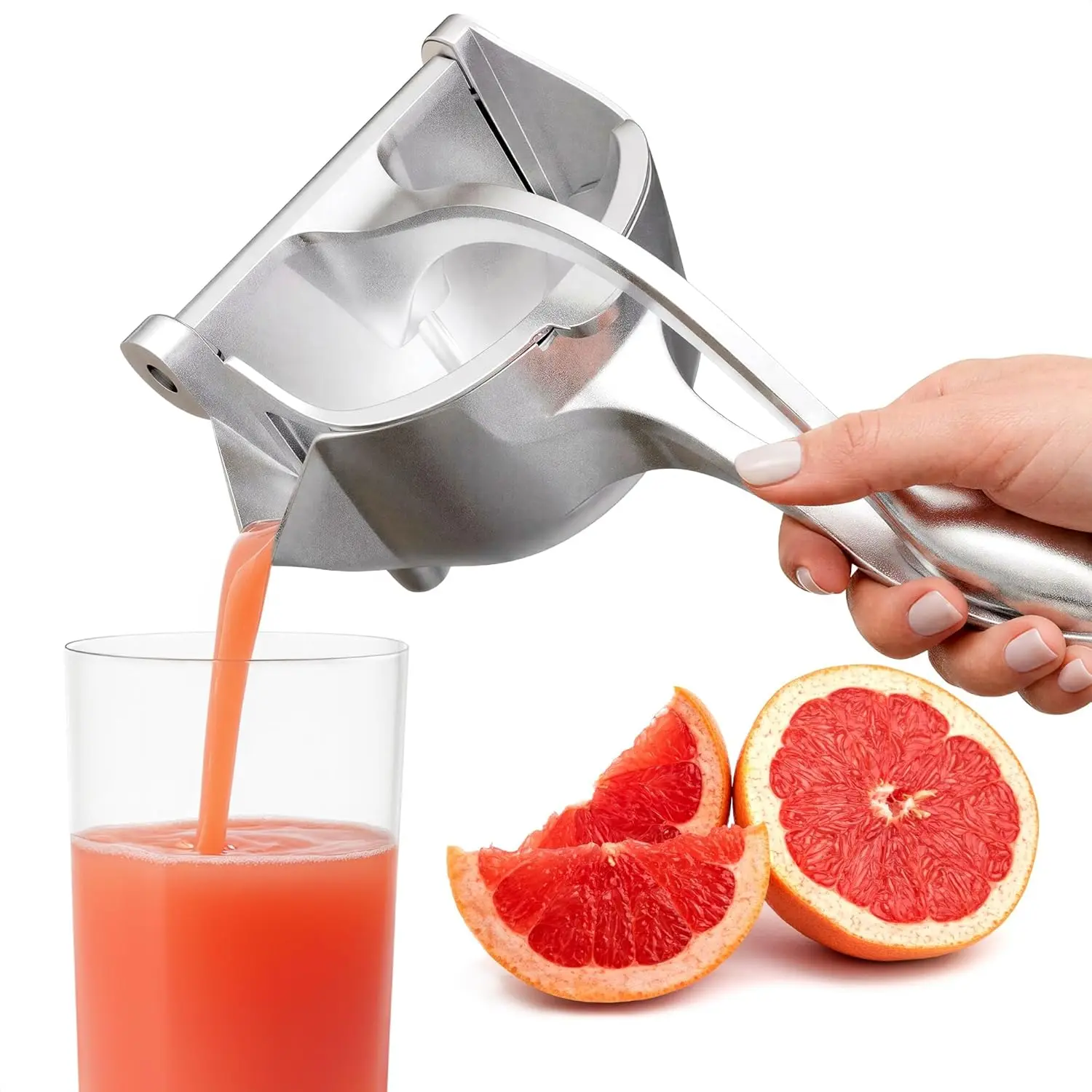 Manual Citrus Juicer Press - Heavy-Duty Aluminum Alloy Handheld Extractor with Ergonomic Handle, Easy to Clean, Dishwasher Safe for Lemon, Lime, Orange