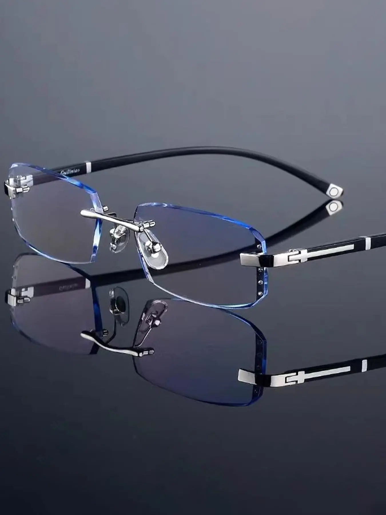 Fashionable Cut-Edge Frameless Blue Light Blocking Glasses, Stylish Protective Eyewear with PC Frame, Casual Style for All-Season Wear, Anti Blue Glasses