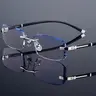 Fashionable Cut-Edge Frameless Blue Light Blocking Glasses, Stylish Protective Eyewear with PC Frame, Casual Style for All-Season Wear, Anti Blue Glasses, Anti Bluelight Glasses