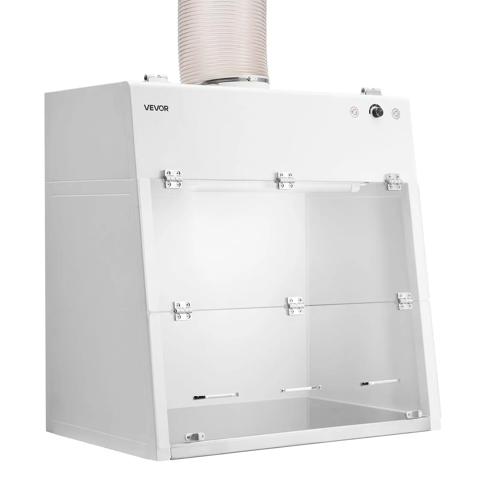 VEVOR Ducted Fume Hood, 23.62x 31.69x 27.56 inch Working Area, Lab Fume Hood with LED Light and G1 Pre-Filter, Exhaust Equipment for Laboratory Fume Control and Pharmaceutical Compounding, White