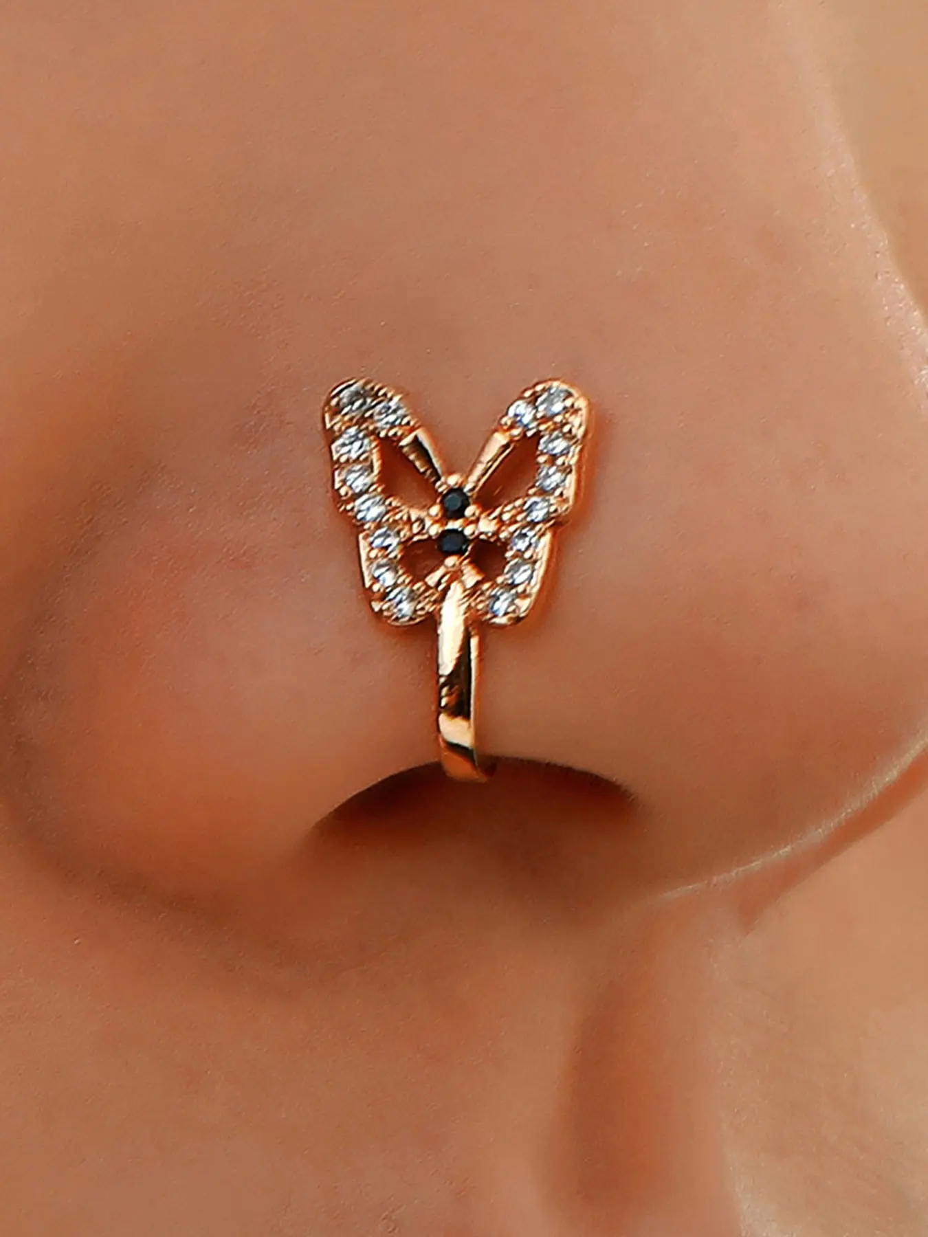 Women Fake Piering Punk Zircon Nose Ring，Fashion Rock HipHop Non Piercing Nose Clip，Fake Perforation Nasal Septum Body Jewelry