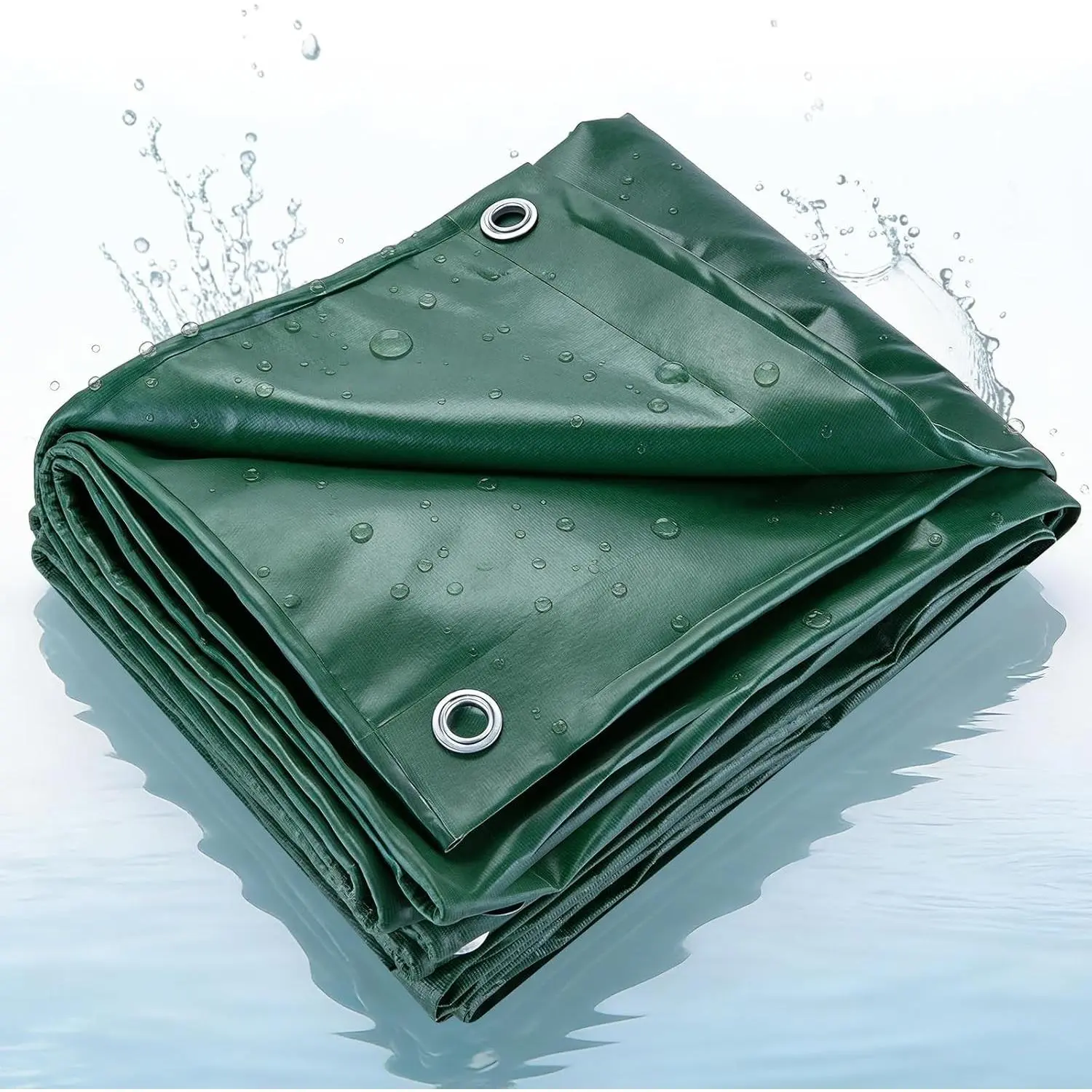 22 Mil Heavy Duty Vinyl Tarp, 10x10 FT Fully Waterproof Reversible Poly Tarp with Metal Grommets, All-Weather Fade Resistant Outdoor Cover for Equipment, Truck, Roof, Woodpile & Garden Plants
