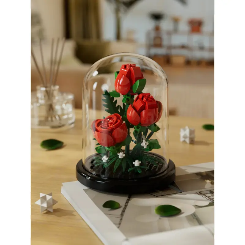 Building block flower eternal rose small particle building block assembly toy Creative building blocks Birthday Christmas gift desktop decoration