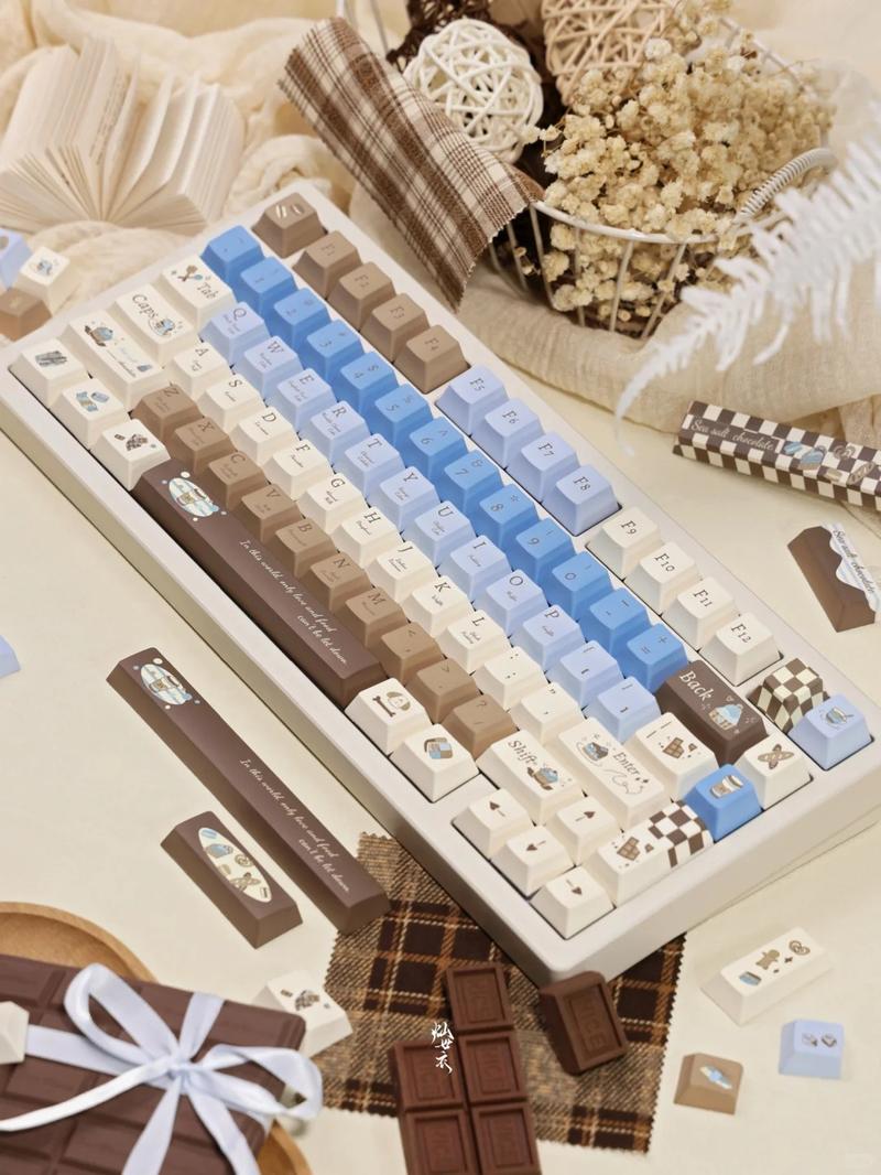 130 Keys PBT Keycaps Sea Salt Chocolate Theme Cute Keycaps Cherry Profile Dye Sublimation Custom Key Caps Set for Cherry Gateron MX Switches Mechanical Keyboards