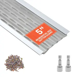 VEVOR Gutter Guard, 5 in Width Aluminum Gutter Cover with Stainless Steel Precision Mesh, 0.04in Thick Heavy-Duty 100ft Length, Edge Scratch-Resistant Design, Fast Drainage, Leaf & Pine Needle Blocking, Easy DIY Install, Screws Included (20 PC)