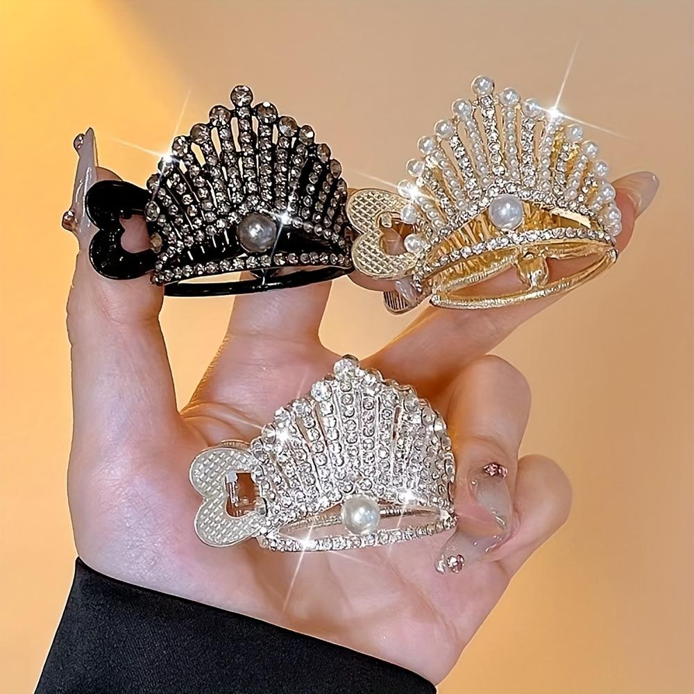 Elegant Imitation Rhinestone Crown Hair Clips for Women 3pcs  display picture 1