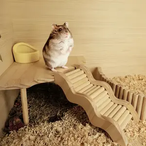 Wooden Hamster Platform for Cage Accessories, Climbing Toy for Dwarf Syrian Hamsters, Gerbils, Rats, Mice, Degus, Triangle Shape
