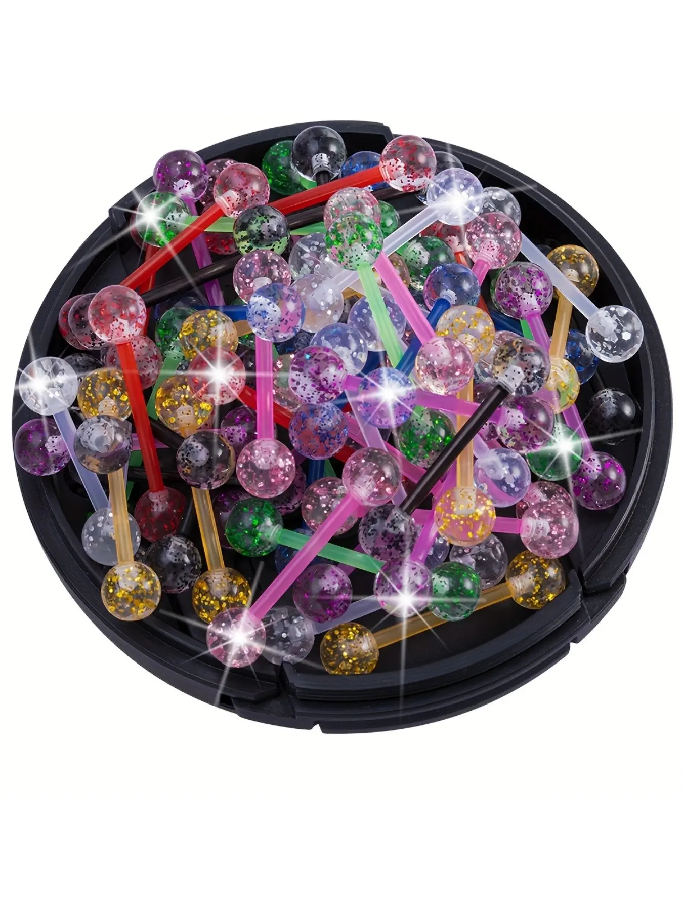 10/30/60pcs Flexible Tongue Piercing Barbell Tongue Rings Colorful Acrylic Body Piercing Jewelry Random Colors Patterns 14 Gauge