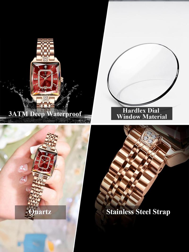 Women's Elegant Rectangle Dial, Fashionable Wristwatch for Women & Girls, Fashionable Stylish Watch, Trendy All-match & Exquisite Watch for Birthday Gift with Box