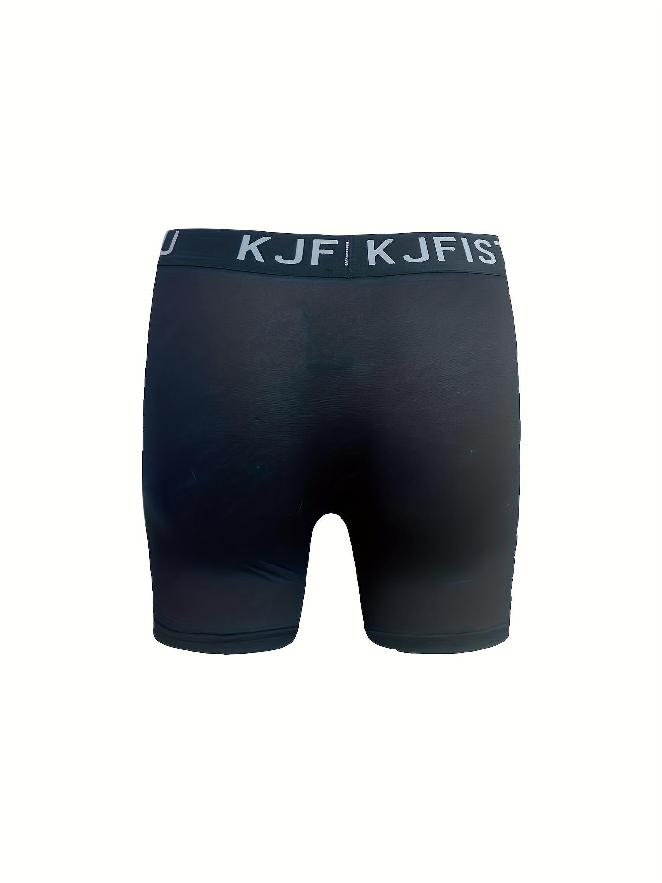 Set Of 4 KJFISTMU Men's Solid Color Simple Sport Basic Boxer Briefs, Quick Dry, Breathable Polyester & Super Stretch, High Stretch Knit Fabric, Elastic Waistband, Everyday Comfortable Underwear for Running & Fitness