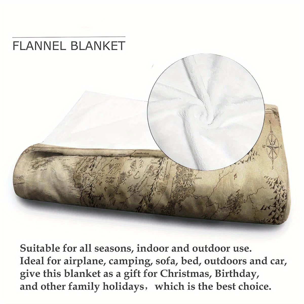 Vintage World Map Pattern Flannel Fleece Blanket Warm Cozy All Season Decor for Home Car Travel Design Polyester Knit Fabric Bedding Throw