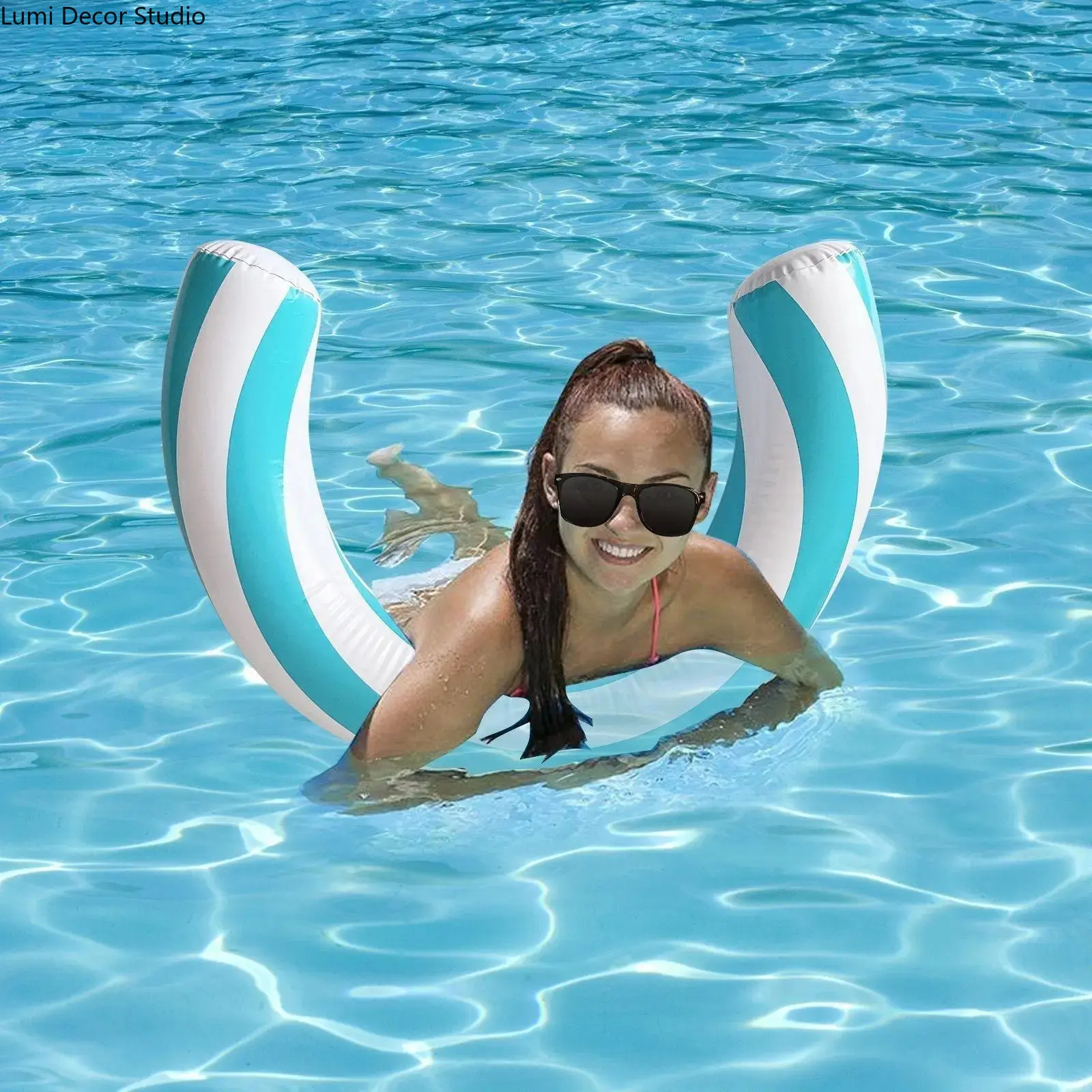 Round Inflatable Pool Float, Comfortable Curved Lounge Mat Featuring Durable Design for Swimming Pools, Summer Parties and Outdoor Relaxation