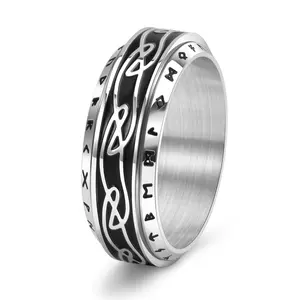 Men's Titanium Steel Geometric Gear Spinner Ring - Male Anxiety-Relief Jewelry with Spinner Feature, Stress-Alleviating, Focus-Enhancing, Suitable for Everyday Wear