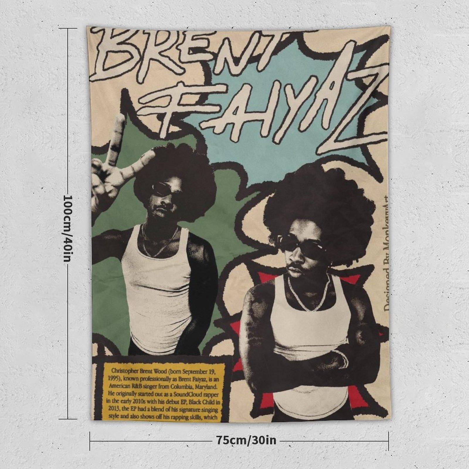 Brent Faiyaz "Wasteland" Music Album Cover Tapestry - Vibrant Wall Art for Bedroom, Living Room, or Dorm Decor - Horizontal Peach Light Beige Fabric Design, Music Room Decoration |     Retro Tapestry Ornaments Artistic Photo Print