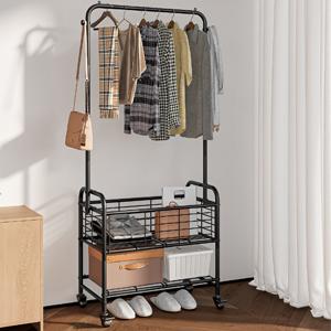Laundry Basket with Wheels Rolling Laundry Hamper Laundry Sorter Cart Shelf Hanging Rack Organiser Hangable