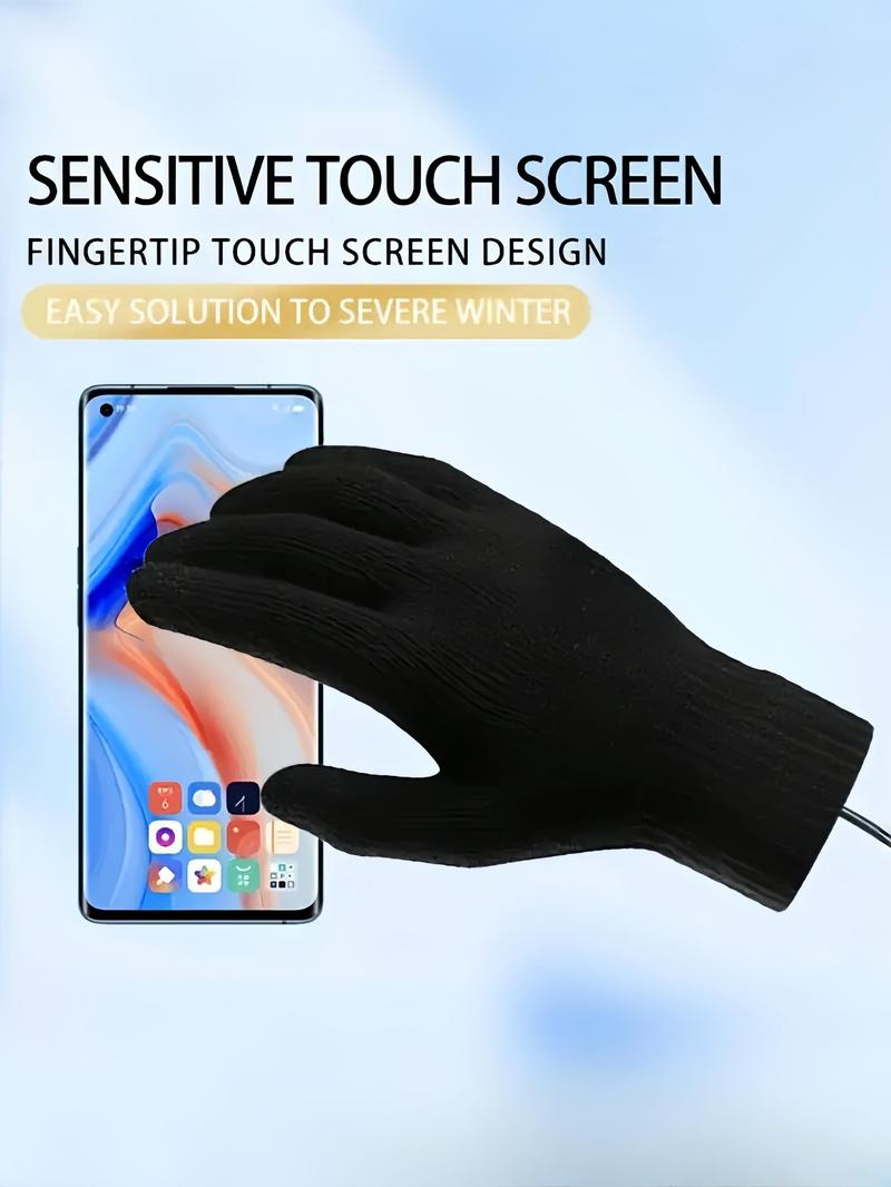 USB Powered Touchscreen Heated Gloves, Unisex Dual-Sided Heating, Thick Warmth, Elastic Cuff, Non-Slip Grip, Durable Wear, Winter Outdoor Use