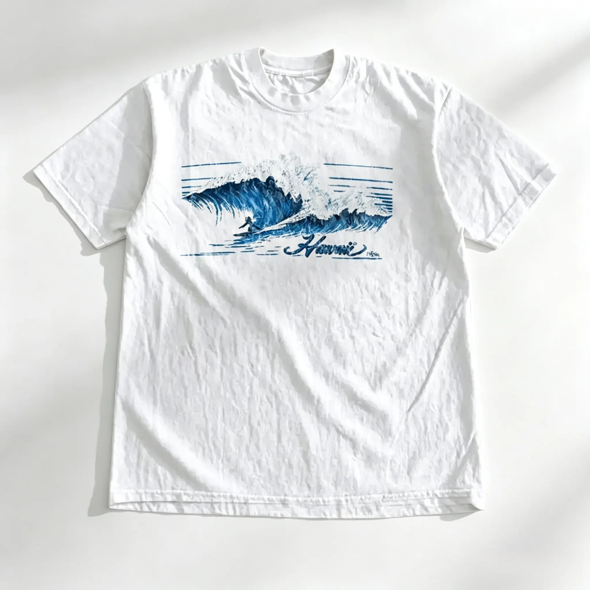 Hawaii 1984 Vintage Surf Big Wave White Tee Retro Surfer Beach Unisex Short Sleeve Tops
