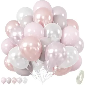 Balloons, 12 Inch  and White Balloons, Double-Stuffed  Party Balloon and White Latex Balloon for Girls Women Birthday Wedding Bride Party Decorations