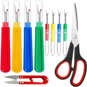 10 Pcs Sewing Seam Ripper Set, 4 Large & 4 Small Handy Stitch Ripper Sewing Tools with 2 Scissors for Sewing Crafting Thread Removal
