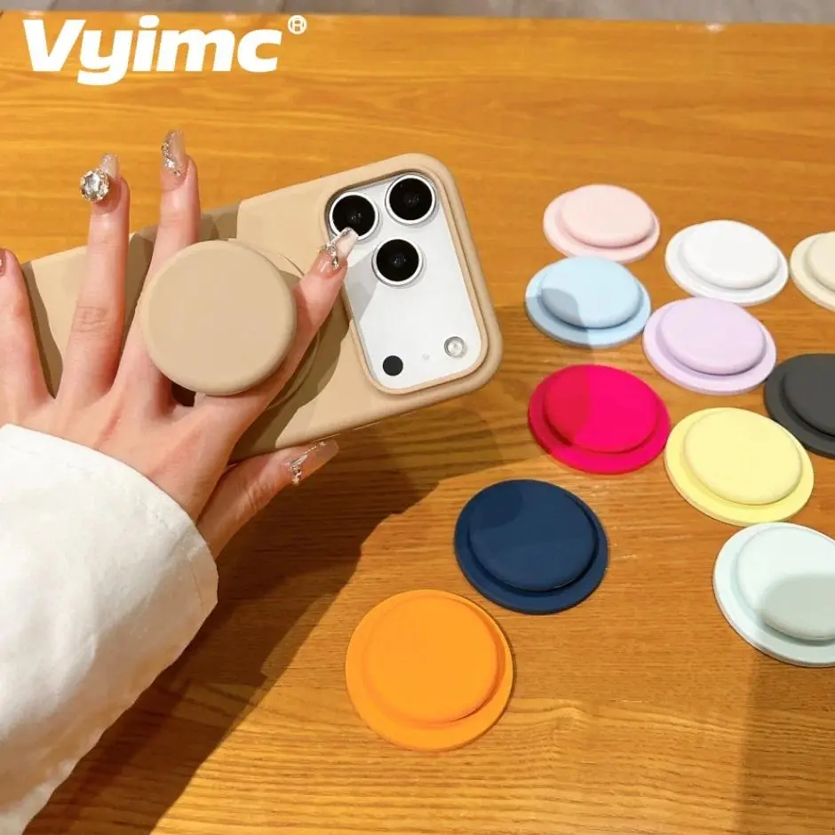 Korean Silicone Style Pure Color for MagSafe Magnetic Phone Grip Stand Holder Strong Adhesion Extendable Fold Air Bag Bracket