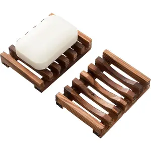 Wooden Soap Dish for Shower,Set of 2 Shower Soap Holder,Self draining Bar Soap Holder for Bathroom, Homemade Soaps Saver Natural Soaps Tray