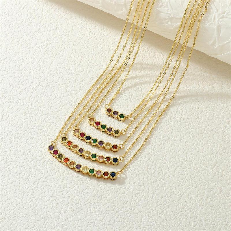 Women’s Birthstone Necklace – Delicate Gold Plated Bar Pendant with Multiple Vibrant Birthstones, Fashion Layering Jewelry for Work, Parties or Travel, Thoughtful Gift Idea for Mom, Grandma, Girlfriend or Wife on Christmas, Valentine’s Day or Birthday