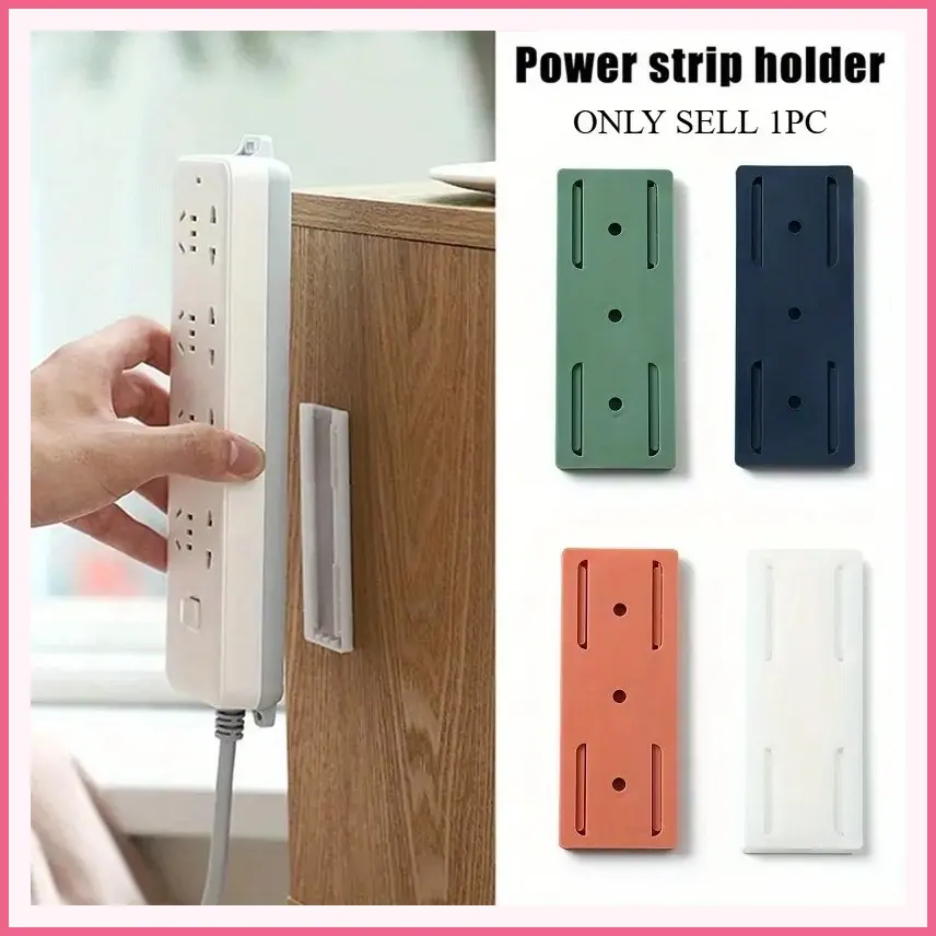 4pcs Self-Adhesive Wall Mounted Socket Holder Power Strip Fixator Punch-free Plug Socket Organizer for Home OfficeGift.