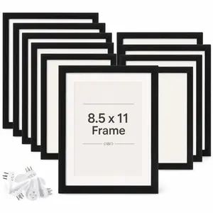Classic Black Document Frames 10pcs/set, 8.5 x 11 Inch Diploma Frames with High Definition Glass, Wall Mounting Tabletop Display Gallery Wall Frame