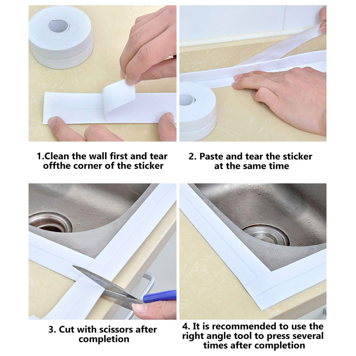 Caulk Tape,Bathroom Corner Caulking Tape,Self-Adhesive Sealing Tape Used for Kitchen Sink,Toilet, Bathroom Bathtub, Tub Floor Wall Edge Protector Strip Flexi Seal # TOP PICKS