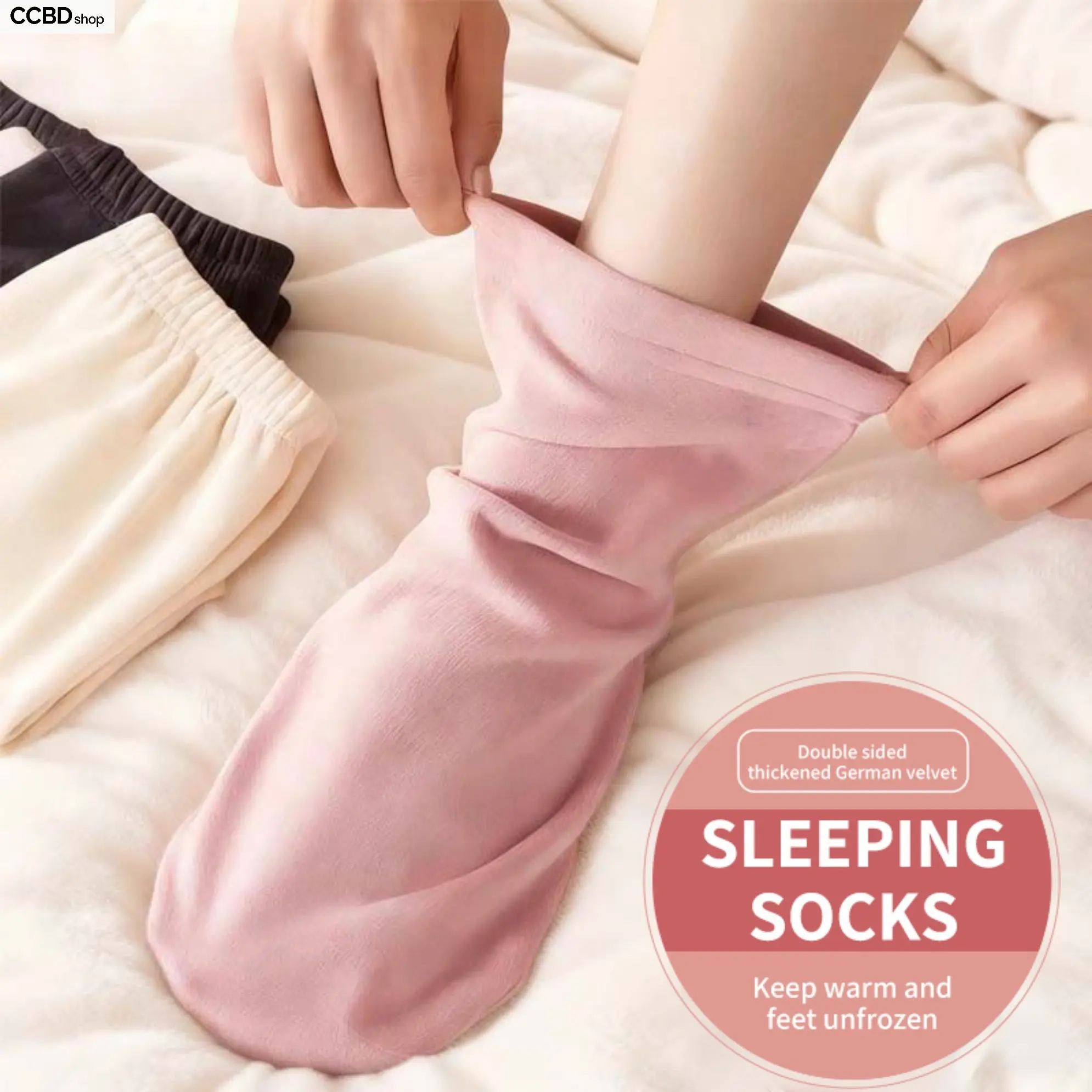 Women’s Fuzzy Plush Fabric Sleep Socks - Warm, Thick, Slip-On Non-Slip Floor Slipper Socks for Home Wear, Bedtime & Cold Weather