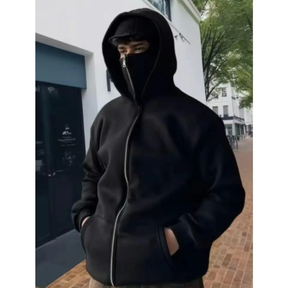 Stylish Balaclava Hoodie with Full-Face Mask, Casual Zip-Up Sweatshirt, Warm Winter Wear, Unisex Design, Comfortable and Stylish #Motorcycle #MotorcycleHoodie #MotorcycleStyle #MotorcycleOutfit