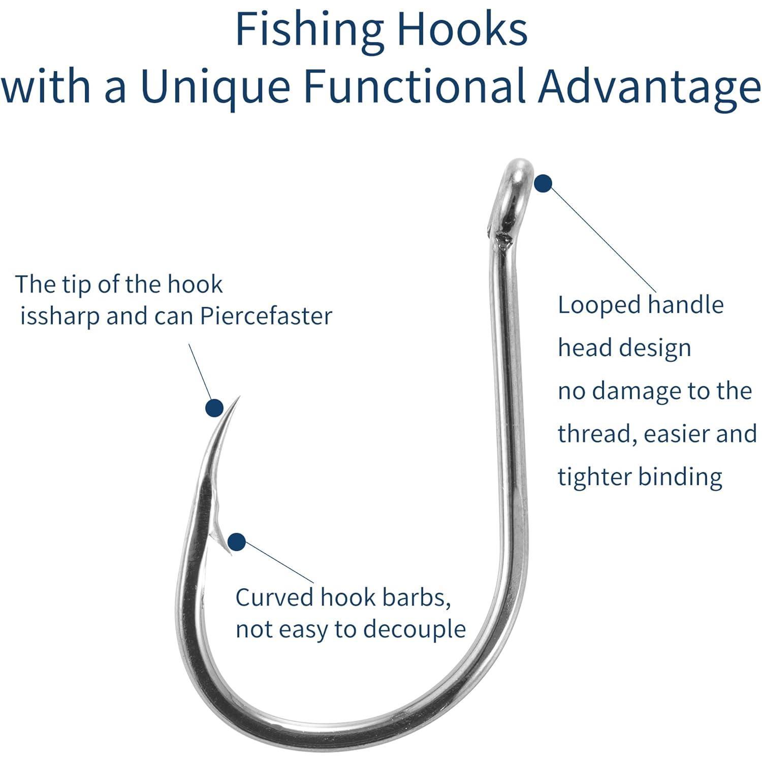 300 count Fishing Hooks, 18 Sizes High-Carbon Steel Barbed Fish Hooks with Holes, Fishing Gear with Storage Box, Suitable for Fishing in Any