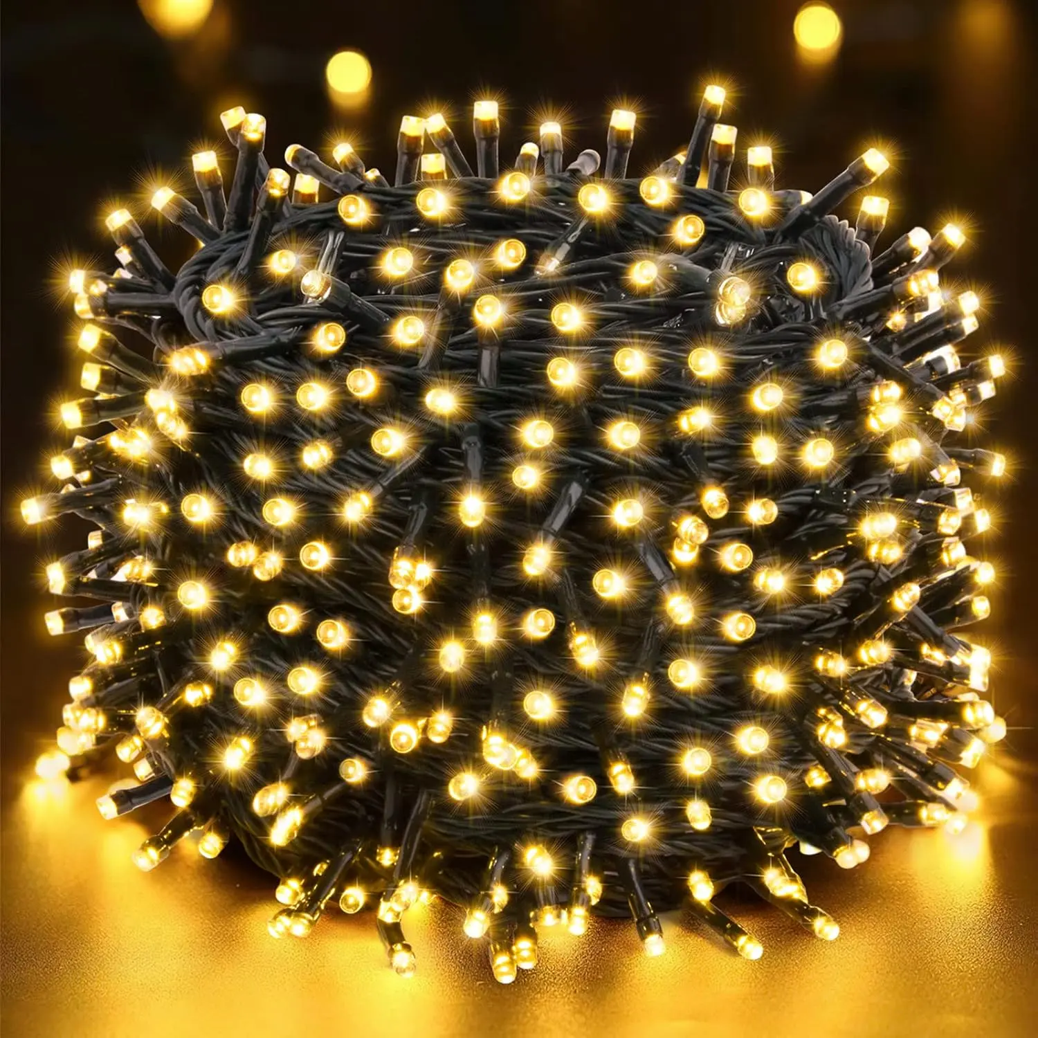 300 LED Lights Outdoor,Warm White Christmas Tree Lights | Outside  Twinkle Lights Green Wire Connectable Plug in String Lights Indoor 108FT 8 Modes for Xmas House Decor