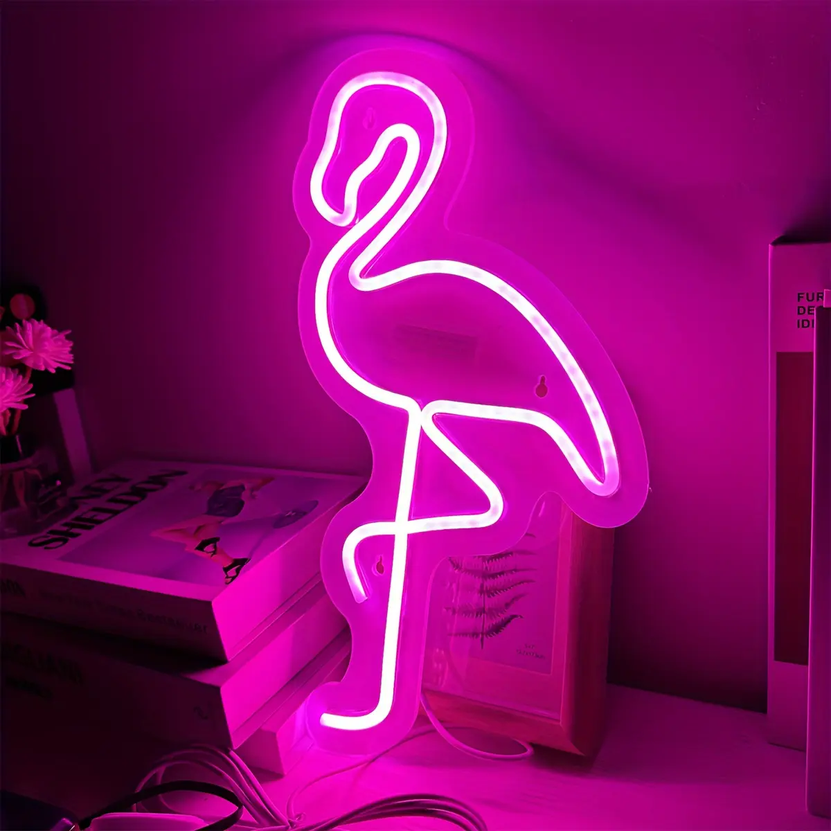 1PC Flamingo Style LED Neon Lights, for Wall Decor, Birthday Party, Wedding, Gaming, Perfect for Home Kitchen Decoration, Bar and Party Atmosphere Creation