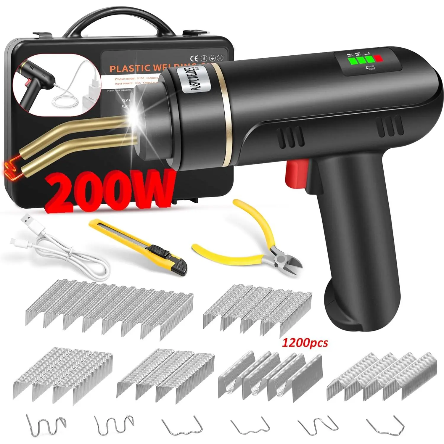 High Power 200W Welder Kit with 1200PCS Hot Stapler