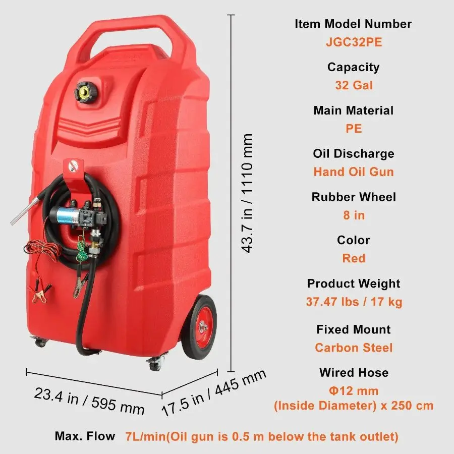 VEVOR 16 Gallon Fuel Caddy, TikTokShopBlackFriday, 7.8 L/min, Portable Gas Storage Tank Container with Nozzle Rubber Wheels, Fuel Transfer Storage Tank for Gasoline Diesel Machine Oil Car Mowers Tractor Boat Motorcycle Bottles Organiser Metal
