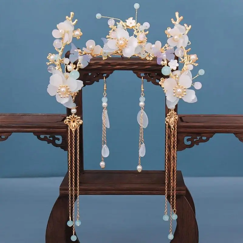 Long Fringed Hair Headdress Set Super Fairy Daily Outing Shake Tassel Hairpin Set Suitable for Traditional Hanfu Accessories