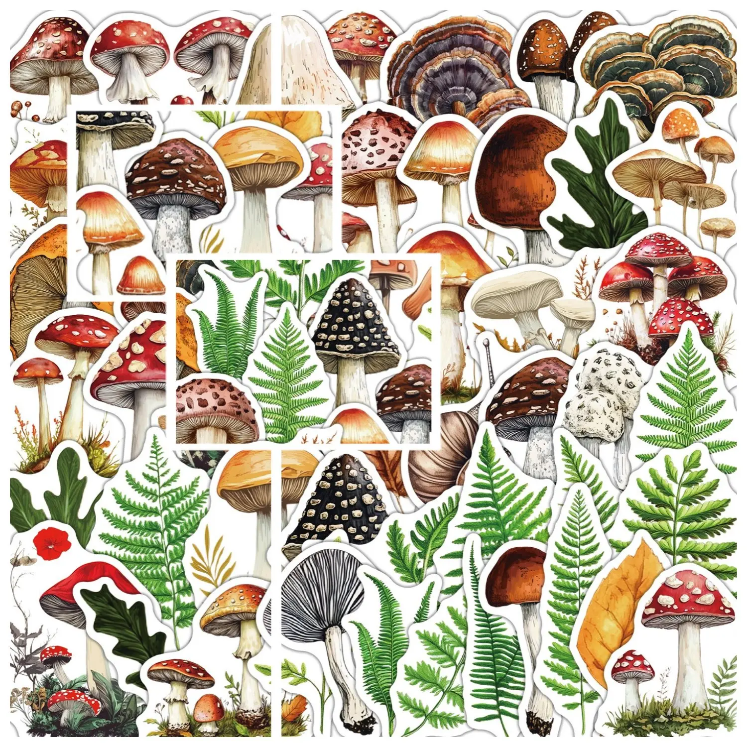 50pcs Mushroom Forest Series Stickers, Decorative Office Stickers, Suitable for Crafts and DIY Projects, Durable Material, Easy To Apply, An Excellent Gift Choice.