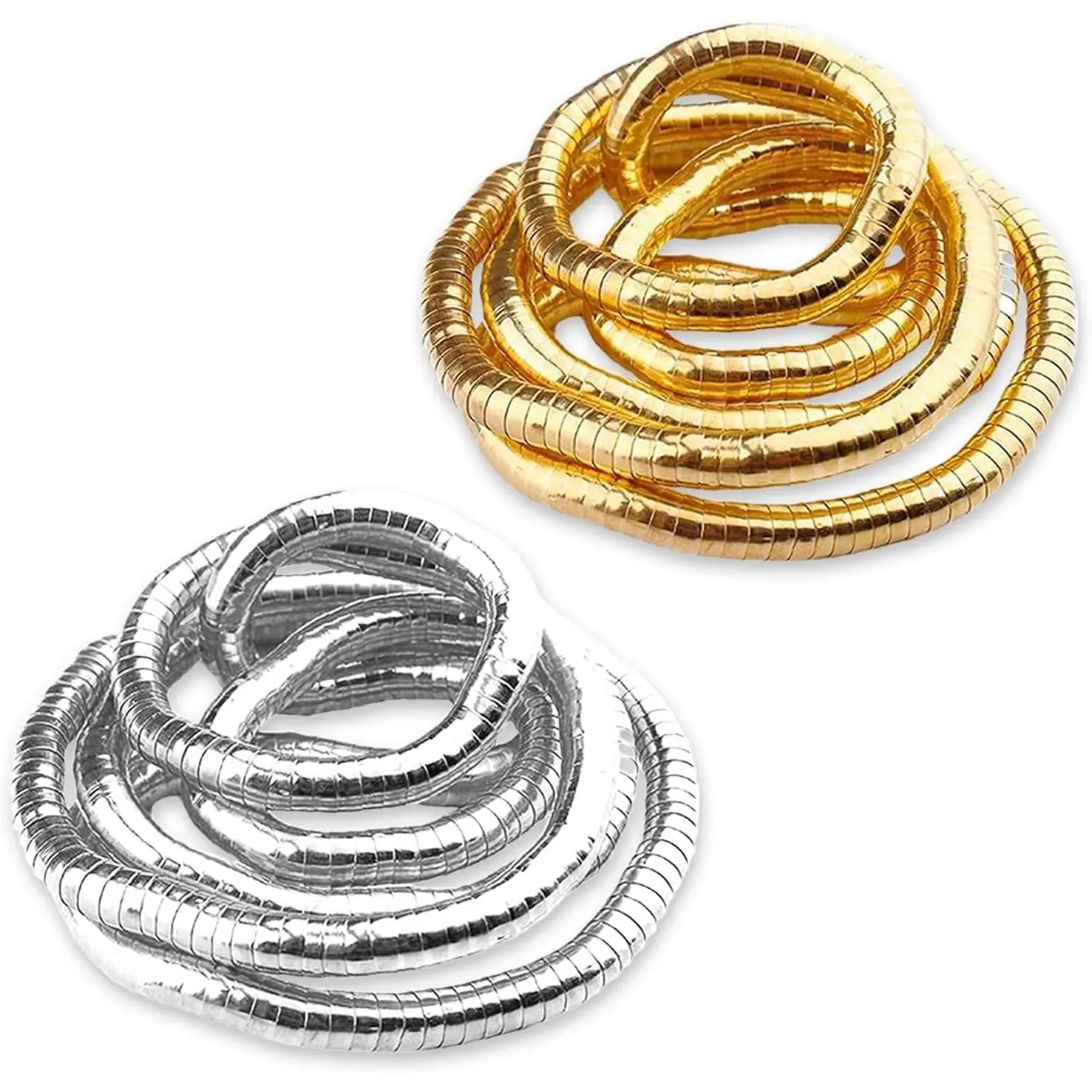 2 Pack Bendable Necklaces for Women,Bendable Snake Chain Infinite Loop Necklace , Multiusos, Versatile Flexible Adjustable Snake Bracelet Choker