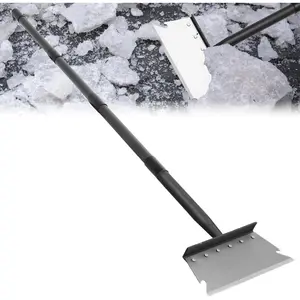 Garden Cleaning Shovel, Floor Scraper, Ice Scraper, 59 Inch Adjustable Heavy Duty Snow Scraper Long Handle, Garden Flat Shovel for Lawn Edging Weeding Digging Snow Removal and Ice Scraping, Sliver