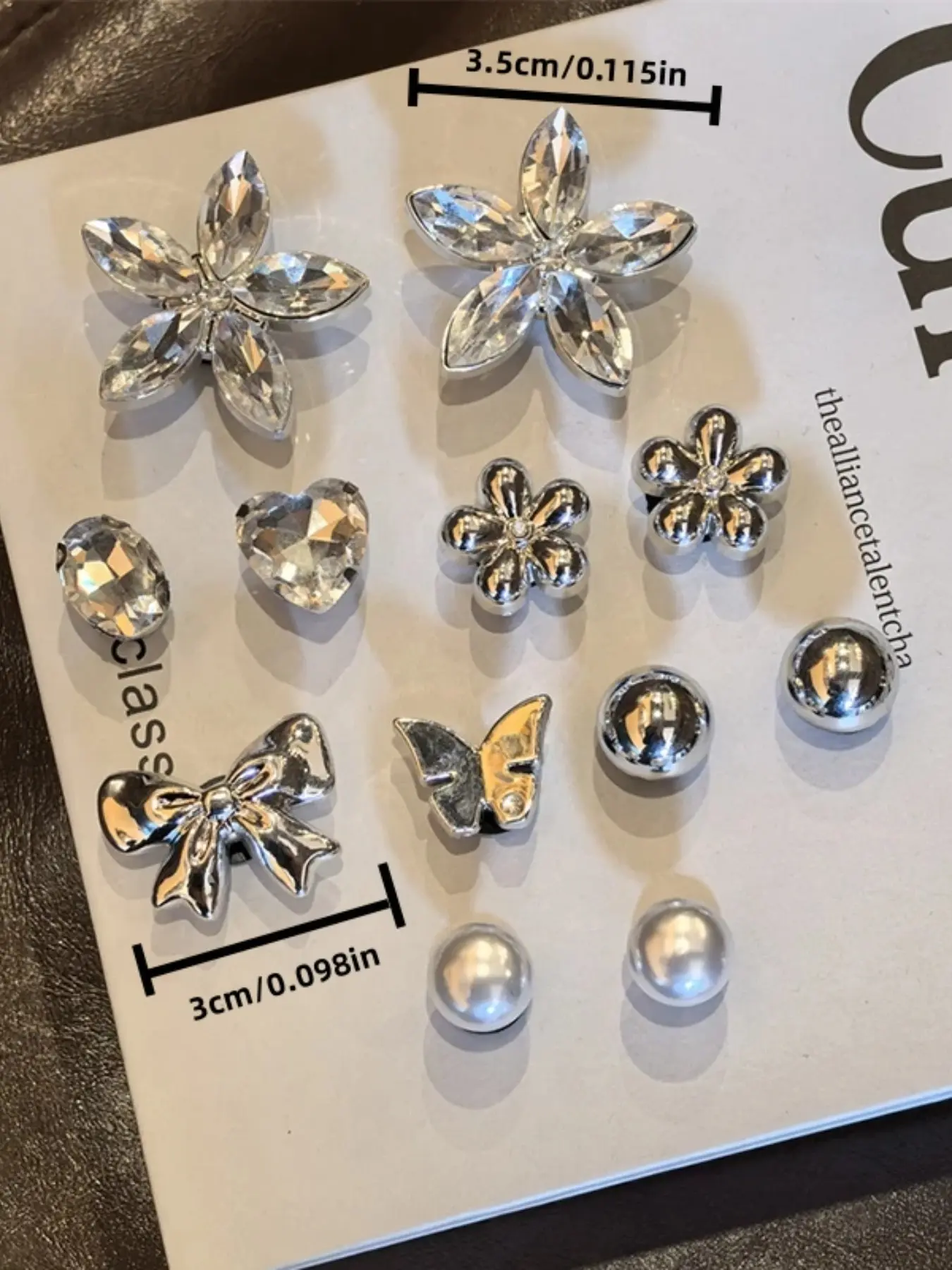 Silver Color 12pcs Shoe Flower Decorations, Beach Sandals Summer Footwear Accessories, Hanging Ornament for Shoes