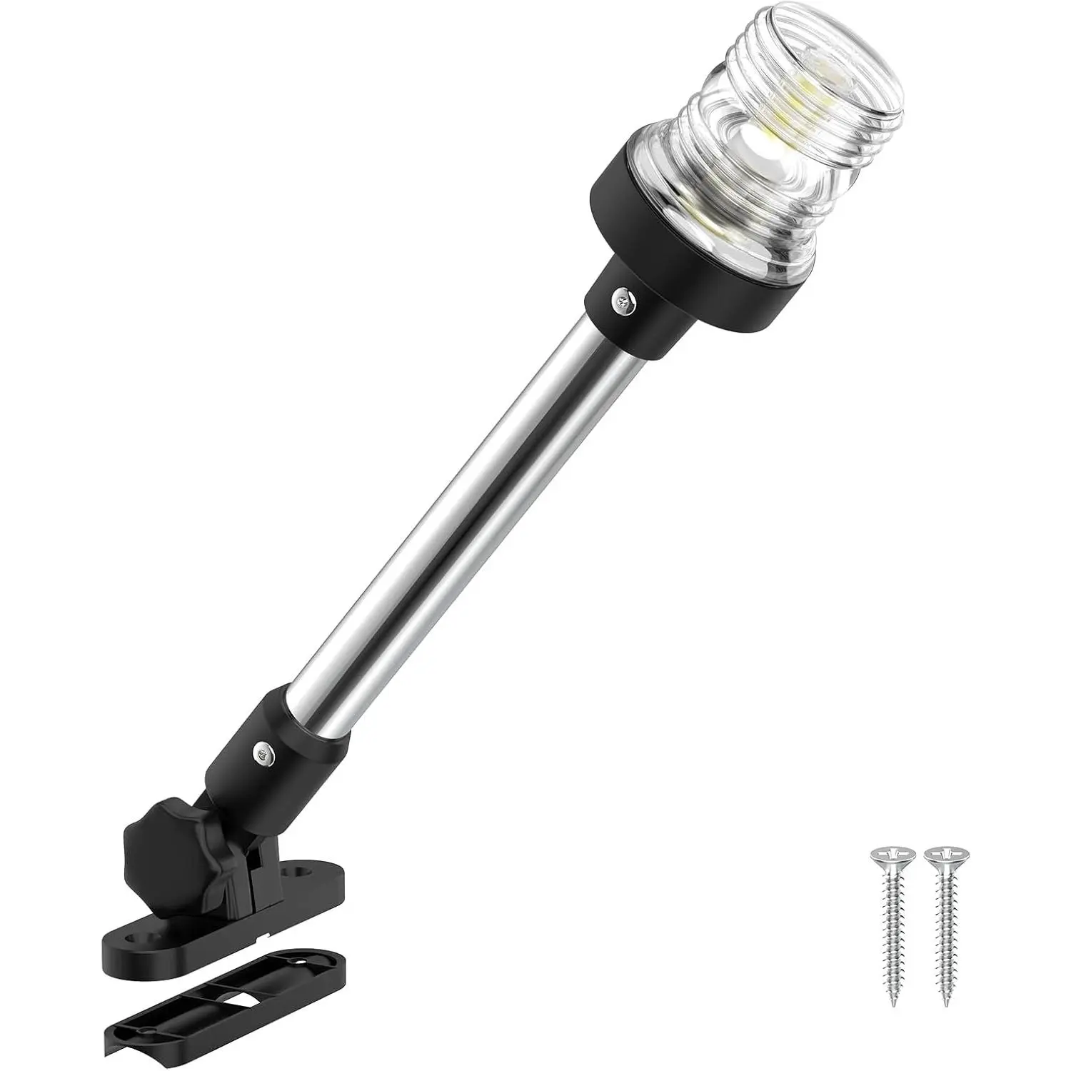 12 in Folding Mount LED Pontoon Bimini Stern Light - IP67 Waterproof, 3NM White Marine Navigation & Anchor Running Lights for Night Boating on Pontoon Boats, Navigation Aid