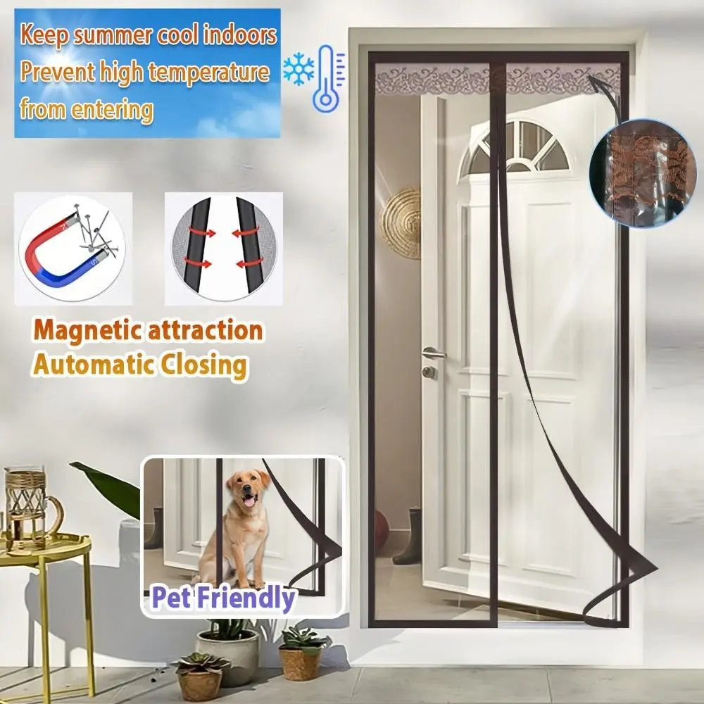 Magnetic Auto Close Eva Insulation Door Curtain, Summer Heat Block, Windproof, Anti Mosquito, Pet Friendly, Screen Curtain for Home Balcony